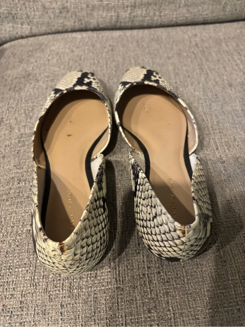 Ann Taylor Snakeskin Leather D’Orsay Flats 🥿 Well Loved